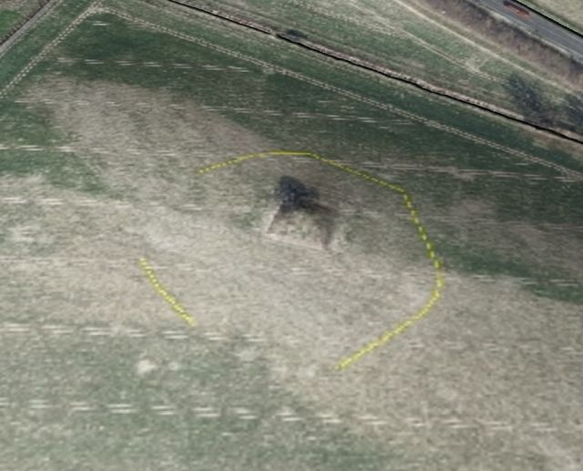 3-D Ansicht der nachgezeichnteten, auf Luftbildern erkennbaren Struktur bei der Wüstung Altwelda. Luftbild: Geobasis NRW, Grafik: D. Götte mit planlauf/TERRAIN